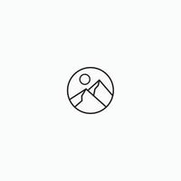modelo de design de ícone de logotipo de montanha círculo. linha, minimalista, moderno e simples - vetor