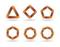 conjunto de logotipo ou ícone, design dobrável com forma de polígono vetor