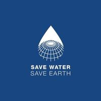 salve a imagem do logotipo do ambiente. logotipo simples de água e globo. salve o design do logotipo da terra em design plano. vetor