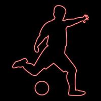 imagem de estilo plano de ilustração vetorial de cor vermelha de jogador de futebol neon vetor