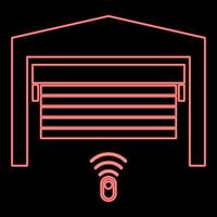 imagem de estilo plano de ilustração vetorial de cor vermelha de porta de garagem neon vetor