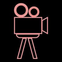 cinematógrafo neon a imagem de estilo plano de ilustração vetorial de cor vermelha vetor