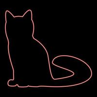 imagem de estilo plano de ilustração vetorial de cor vermelha de gato neon vetor