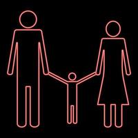 imagem de estilo plano de ilustração vetorial de cor vermelha de família neon vetor