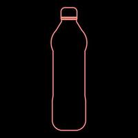 imagem de estilo plano de ilustração vetorial de cor vermelha de garrafa de plástico de água neon vetor