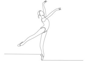 desenho de linha contínua. ilustração mostrando uma bailarina em movimento. arte. balé. ilustração vetorial vetor