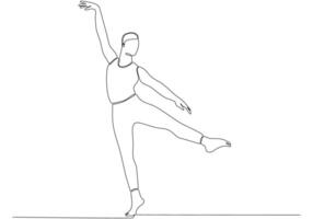 desenho de linha contínua. ilustração mostrando uma bailarina em movimento. arte. balé. ilustração vetorial vetor