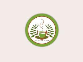 logotipo de chá verde com cor suave vetor