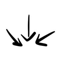 modelo de ilustração de ícone de contorno de vetor de direção de seta central desenhada à mão de doodle simples