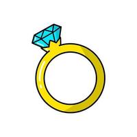 ilustração simples com forma de anel de diamante em fundo isolado vetor