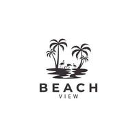 coqueiros de praia e flamingo pássaros silhueta design de logotipo ilustração vetorial ícone vetor
