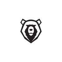 cabeça urso rugido logotipo vetor símbolo ilustração design minimalista
