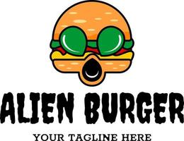 ilustração em vetor de hambúrguer alienígena. adequado para logotipos de restaurantes de fast food, culinária e café.