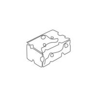 um desenho de linha contínua do emblema do logotipo da loja de queijos italianos deliciosos frescos. conceito de modelo de logotipo de mercearia e loja de bolos. ilustração gráfica de vetor de desenho de linha única moderna