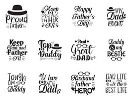 coleção de desenhos de citações de letras de tipografia do dia dos pais vetor