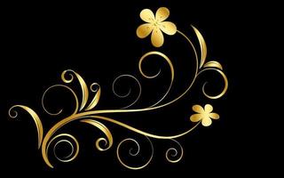 design de ornamento floral com flor de ouro, design de redemoinho floral, ilustração com flor de ouro vetor