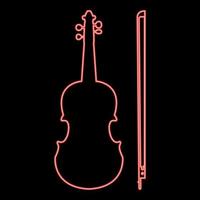 imagem de estilo plano de ilustração vetorial de cor vermelha de violino neon vetor