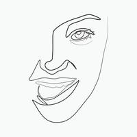 surreal enfrenta linha contínua, desenho de rostos e penteados definidos, conceito de moda, beleza feminina, minimalista, ilustração vetorial, muito sexy. retrato contemporâneo vetor