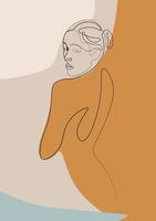 surreal enfrenta linha contínua, desenho de rostos e penteados definidos, conceito de moda, beleza feminina, minimalista, ilustração vetorial, muito sexy. retrato contemporâneo vetor