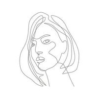 surreal enfrenta linha contínua, desenho de rostos e penteados definidos, conceito de moda, beleza feminina, minimalista, ilustração vetorial, muito sexy. retrato contemporâneo vetor