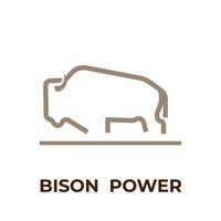 ilustração de logotipo em negrito poder de bisonte de arte de linha vetor
