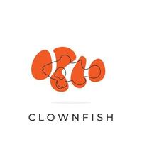 arte de linha de logotipo de ilustração vetorial de peixe palhaço e padrão laranja vetor