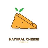 logotipo de ilustração de fatia de queijo com folhas naturais vetor