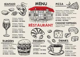 menu de café do restaurante, design de modelo. panfleto de comida. vetor