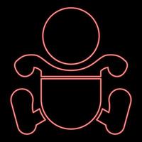 menino neon bebê com fraldas cor vermelha ilustração vetorial imagem estilo plano vetor