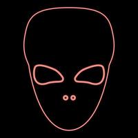 rosto alienígena extraterrestre neon ou cabeça ilustração vetorial de cor vermelha imagem de estilo plano vetor