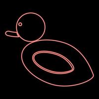 ícone de pato neon cor preta no círculo ilustração vetorial de cor vermelha imagem de estilo plano vetor