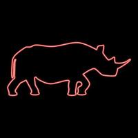 estilo simples de imagem de ilustração vetorial de cor vermelha de rinoceronte de néon vetor