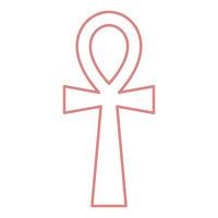 neon copta cruz ankh cor vermelha ilustração vetorial imagem estilo plano vetor