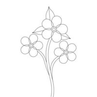 elementos de design de flor de página para colorir de clipart de desenho de linha isolado no fundo branco vetor