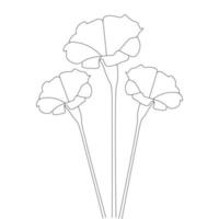 elemento de página de coloração de flor vetorial de clipart de silhueta de arte de linha em fundo isolado vetor