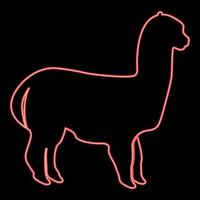 estilo plano de imagem de ilustração vetorial de cor vermelha de alpaca neon vetor