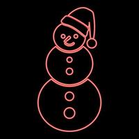 estilo plano de imagem de ilustração vetorial de cor vermelha de boneco de neve neon vetor