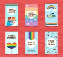 design de coleção de histórias do instagram do mês do orgulho lgbt vetor