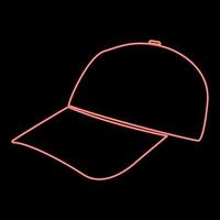 imagem de estilo plano de ilustração vetorial de cor vermelha boné de beisebol neon vetor