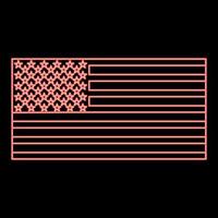 ícone de bandeira americana neon cor preta no círculo ilustração vetorial de cor vermelha imagem de estilo plano vetor