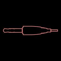 conector de cabo de áudio de estúdio de néon ou ícone de mini jack cor preta no círculo ilustração vetorial de cor vermelha imagem de estilo plano vetor