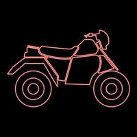 moto atv neon em quatro rodas ilustração vetorial de cor vermelha imagem de estilo plano vetor