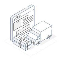 um ícone de contorno isométrico de serviços de entrega vetor