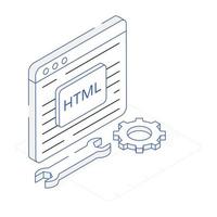 um ícone isométrico personalizável de html vetor