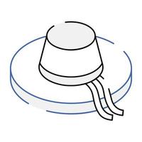 ícone isométrico fácil de usar de chapéu de praia, estilo de contorno vetor