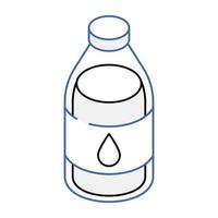 um design de ícone isométrico de garrafa de água vetor