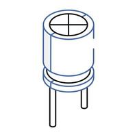 ícone isométrico moderno de capacitor, design prático vetor