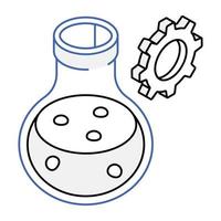 um ícone isométrico de contorno prático de engenharia química vetor