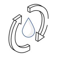 ícone isométrico moderno de reciclagem de água vetor