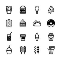 ícones de fast food com fundo branco